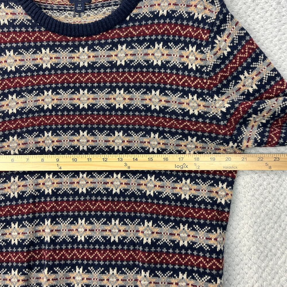 J Crew Mens Knit Crewneck Sweater Fair Isle Lambswool Blend Med Weight Sz Medium - Picture 6 of 14